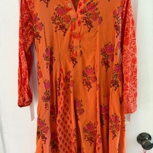 Floral Orange Long Sleeve Khaadi Dress